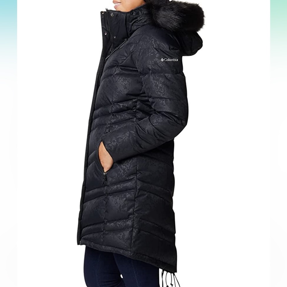 COLUMBIA Women's Catherine Creek Mid Down Jacket SIZE SMALL,Black with print NEW